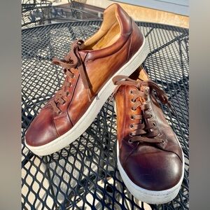 Magnanni Men's Size 8 Cognac Brown Leather Low Top Sneakers Shoes Casual